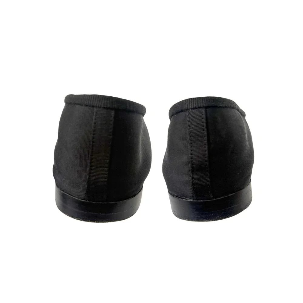 Chanel Black Grosgrain and Velvet Bow Ballet Flats